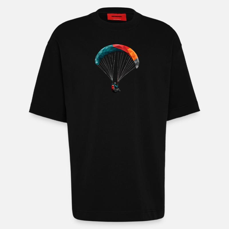 Geometrischer Paragleiter Panodesign - Heavyweight T-Shirt - made by SPREAD  - SOLID BLACK