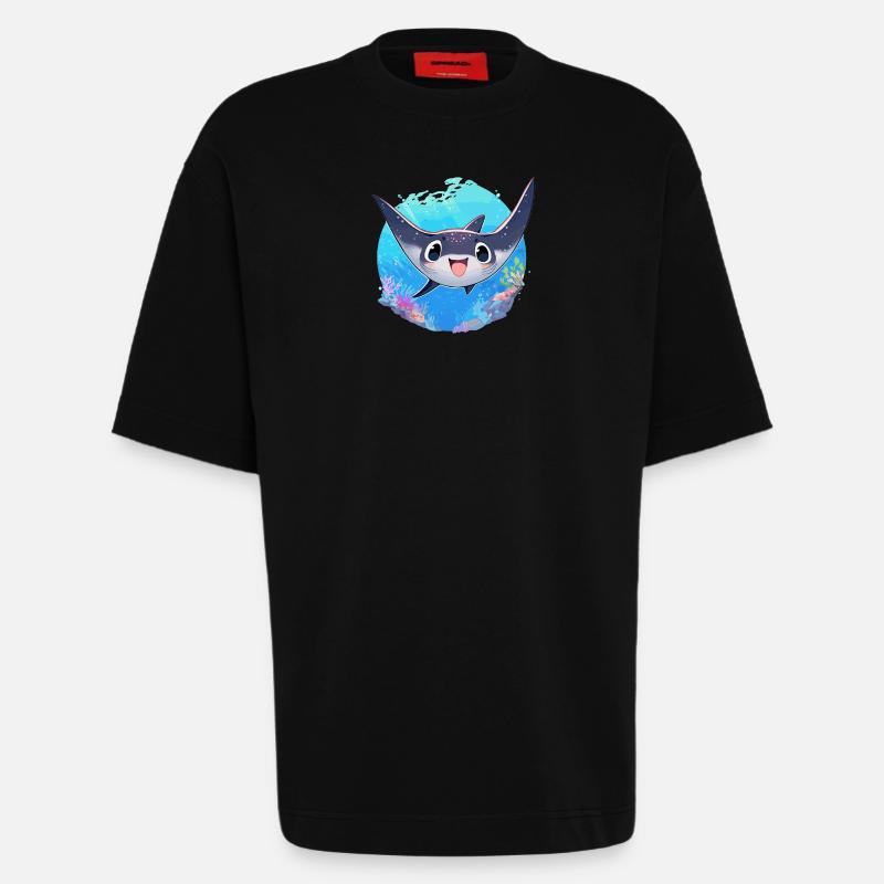 Rochen Mantarochen - Heavyweight T-Shirt - made by SPREAD  - SOLID BLACK