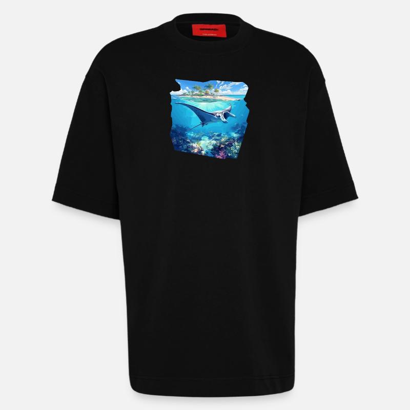Rochen Mantarochen - Heavyweight T-Shirt - made by SPREAD - SOLID BLACK