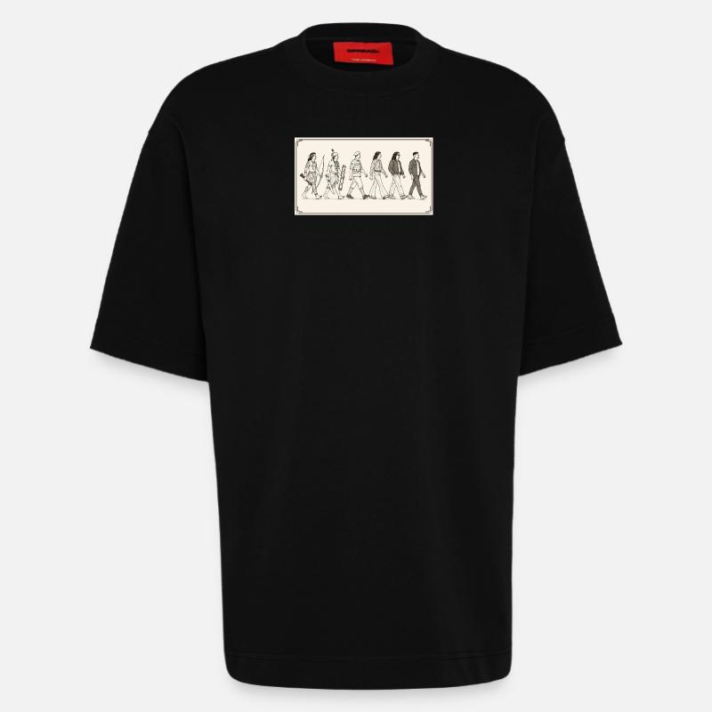 Évolution des Moluques par s2soon - T-shirt bio épais oversize fabriqué en UE - SOLID BLACK