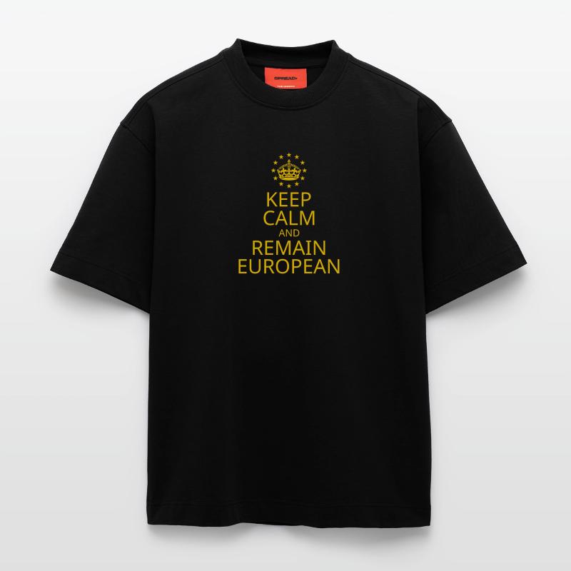 Modern Yellow Blue Keep Calm Crown Europe Vector Heavyweight T-Shirt - made by SPREAD 