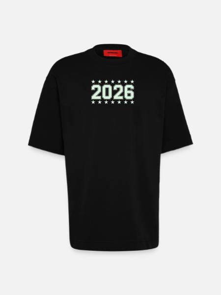 2026 Retro Block Font with Stars - Heavyweight T-Shirt - made by SPREAD - SOLID BLACK