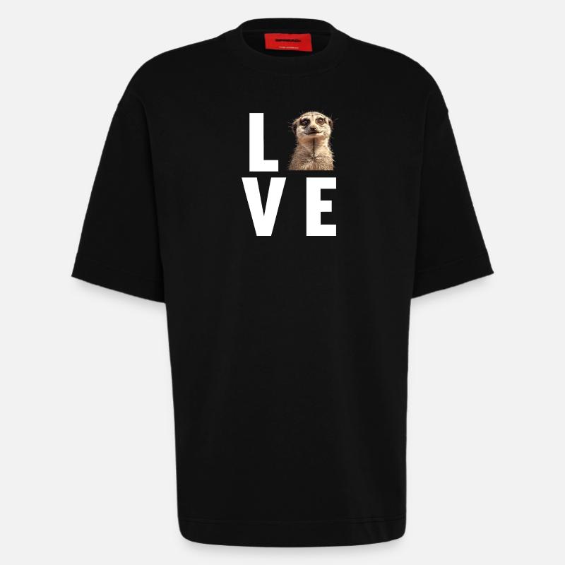 Suricate Erdmännchen - T-shirt bio épais oversize fabriqué en UE - SOLID BLACK