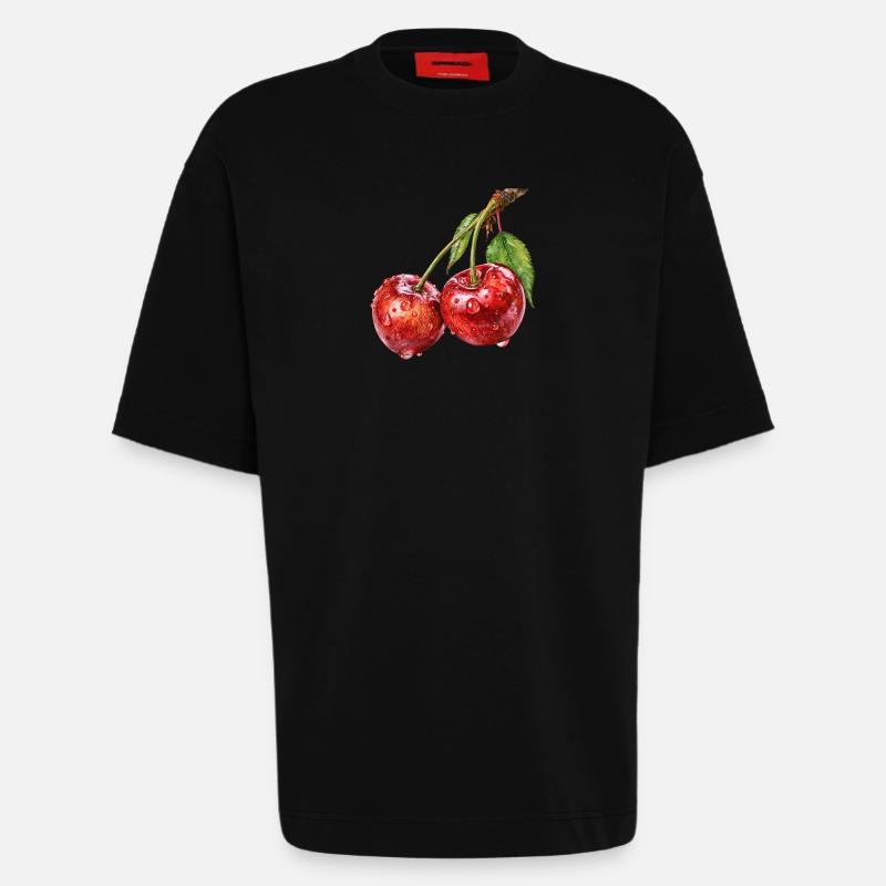 Kirsche - Heavyweight T-Shirt - made by SPREAD - SOLID BLACK