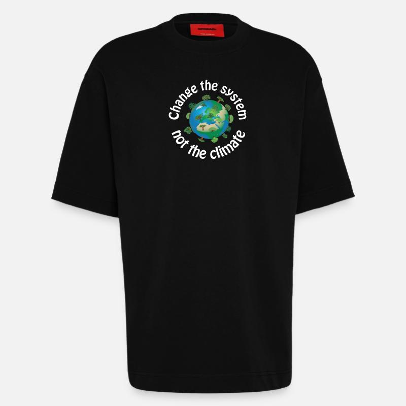 Changer le système, pas le climat - T-shirt bio épais oversize fabriqué en UE - SOLID BLACK