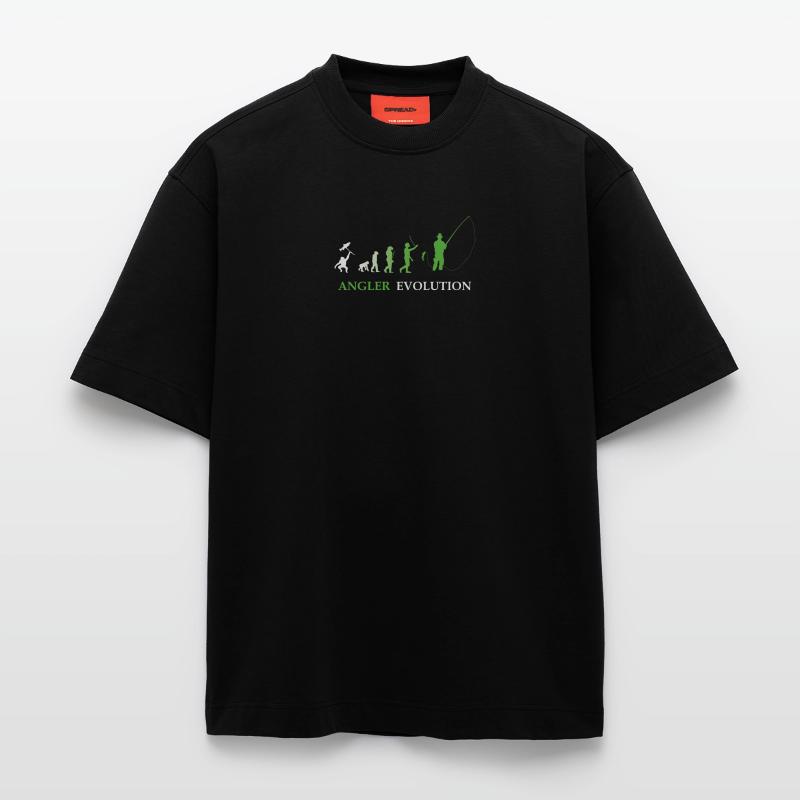 Angler Evolution - Pêche, pêcheur T-shirt bio épais oversize fabriqué en UE