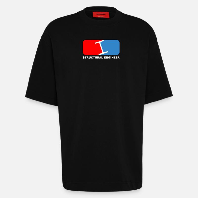 Structural Engineer League White Text - T-shirt bio épais oversize fabriqué en UE - SOLID BLACK