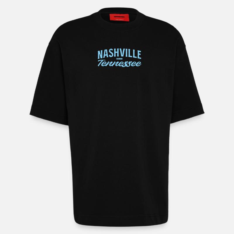 Nashville Script Blau - Heavyweight T-Shirt - made by SPREAD  - SOLID BLACK