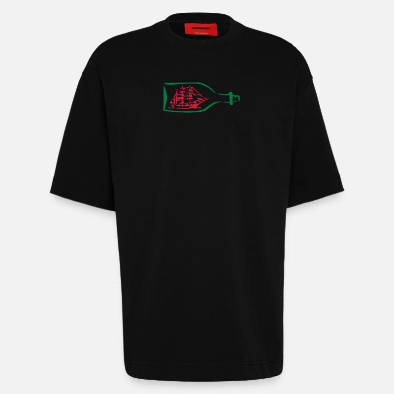 Schiff Flaschenschiff Geschenk - Heavyweight T-Shirt - made by SPREAD  - SOLID BLACK
