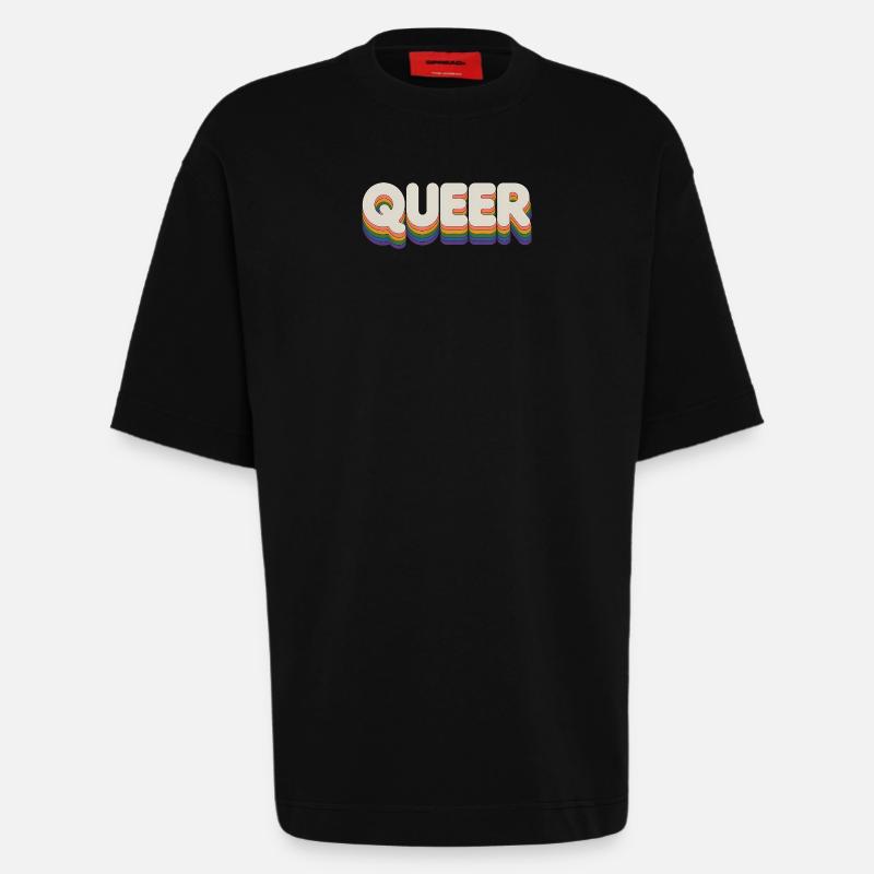 Queer - Cool Pride Logo - Heavyweight T-Shirt - made by SPREAD - SOLID BLACK