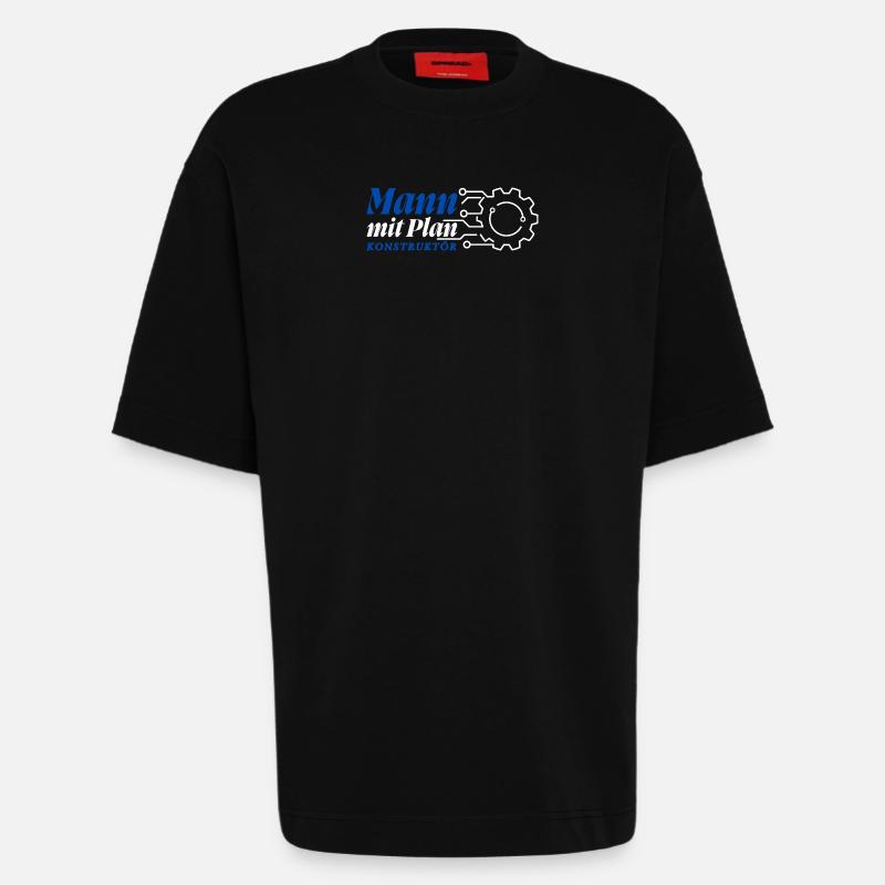 Mann mit Plan - Konstruktör, Konstrukteur - Heavyweight T-Shirt - made by SPREAD  - SOLID BLACK