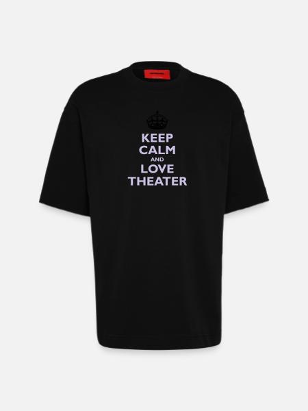 Keep Calm & Love Theater - T-shirt bio épais oversize fabriqué en UE - SOLID BLACK