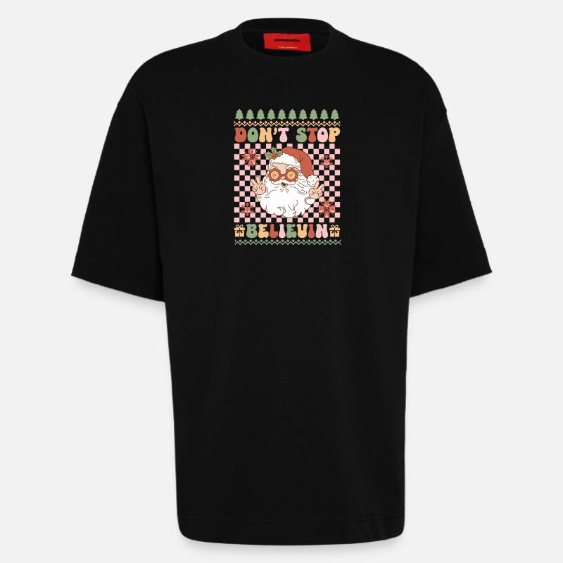 Pull de Noël moche - T-shirt bio épais oversize fabriqué en UE - SOLID BLACK