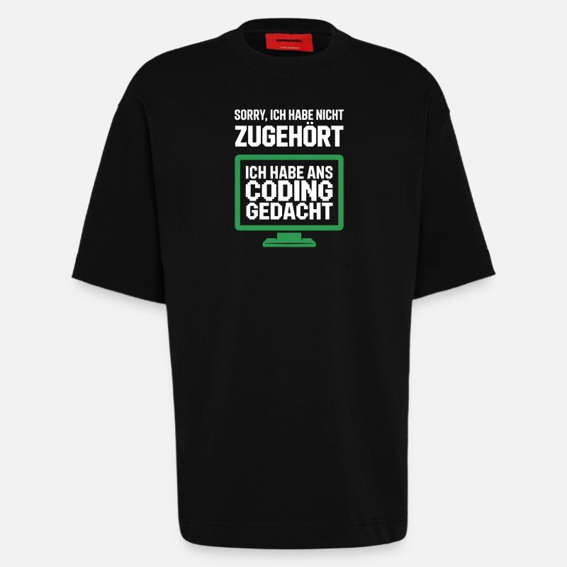 Coding Gedacht Bildschirm Spruch - Heavyweight T-Shirt - made by SPREAD  - SOLID BLACK