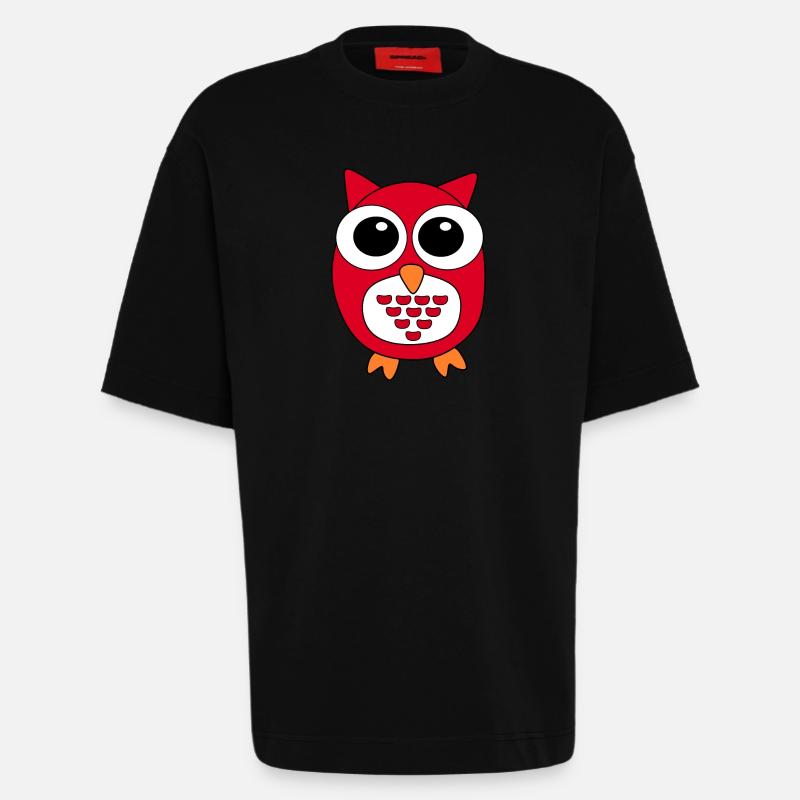 Eule rote Eule - Heavyweight T-Shirt - made by SPREAD  - SOLID BLACK