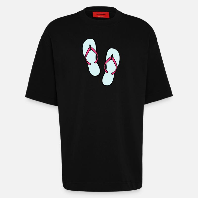 flip flops sommer beach strand party - Heavyweight T-Shirt - made by SPREAD - SOLID BLACK
