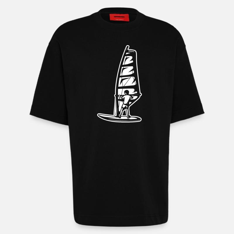 Windsurfer Junge - Heavyweight T-Shirt - made by SPREAD  - SOLID BLACK