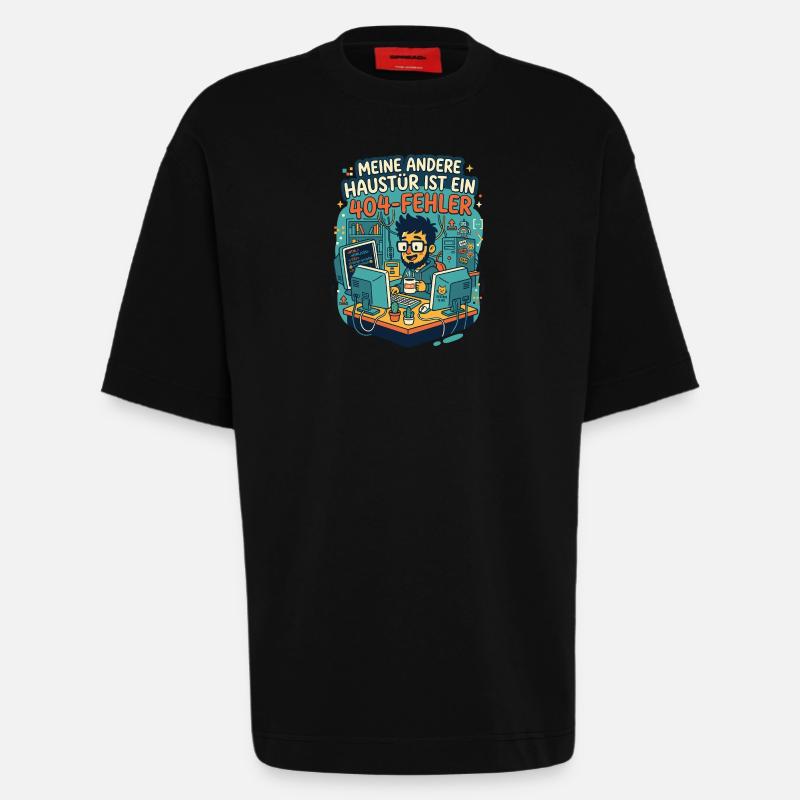 Programmierer 404 Fehler Humor - Heavyweight T-Shirt - made by SPREAD  - SOLID BLACK