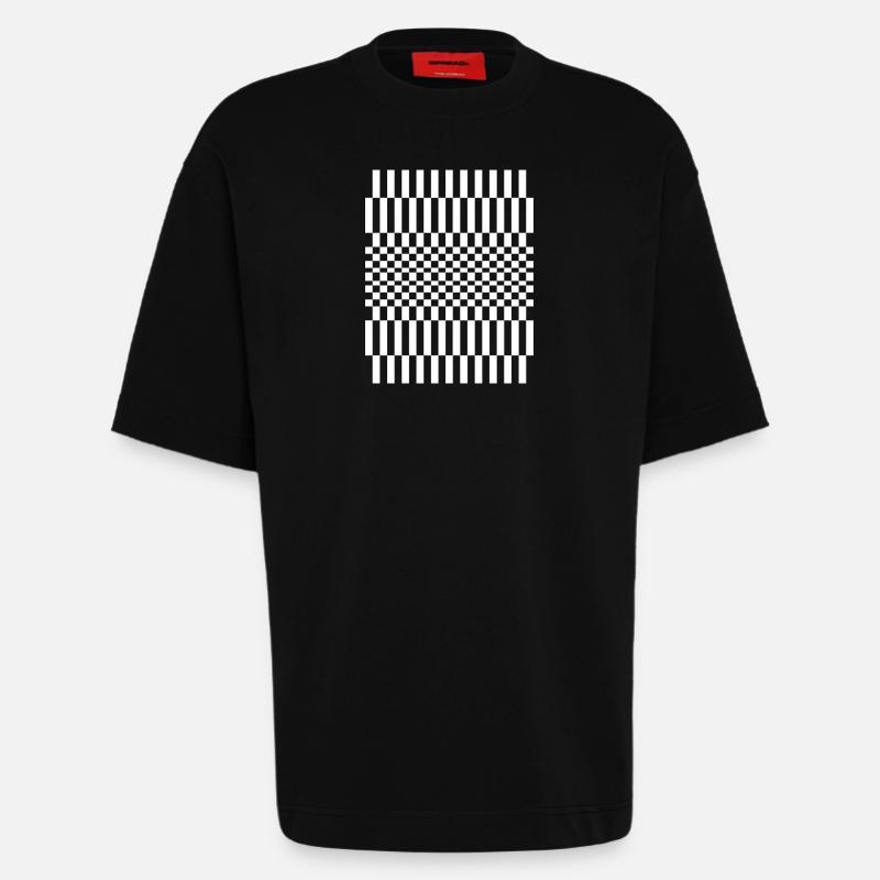 checkered pattern design - Heavyweight T-Shirt - made by SPREAD - SOLID BLACK