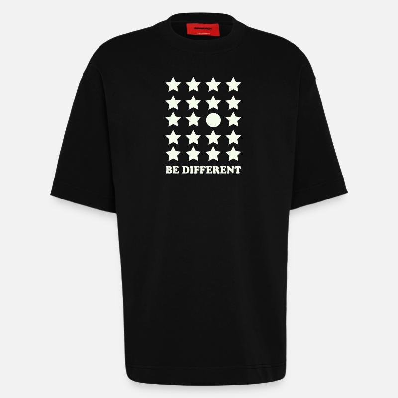 Be Different Star Grid Circle - Heavyweight T-Shirt - made by SPREAD - SOLID BLACK