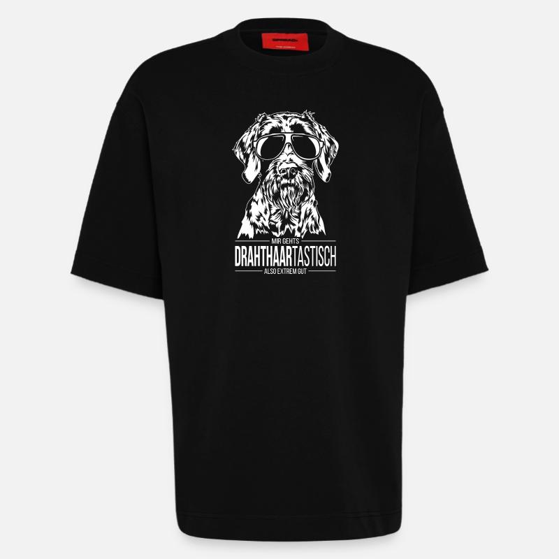 DRAHTHAARTASTISCH Deutsch Drahthaar Hunde Wilsigns - Heavyweight T-Shirt - made by SPREAD  - SOLID BLACK