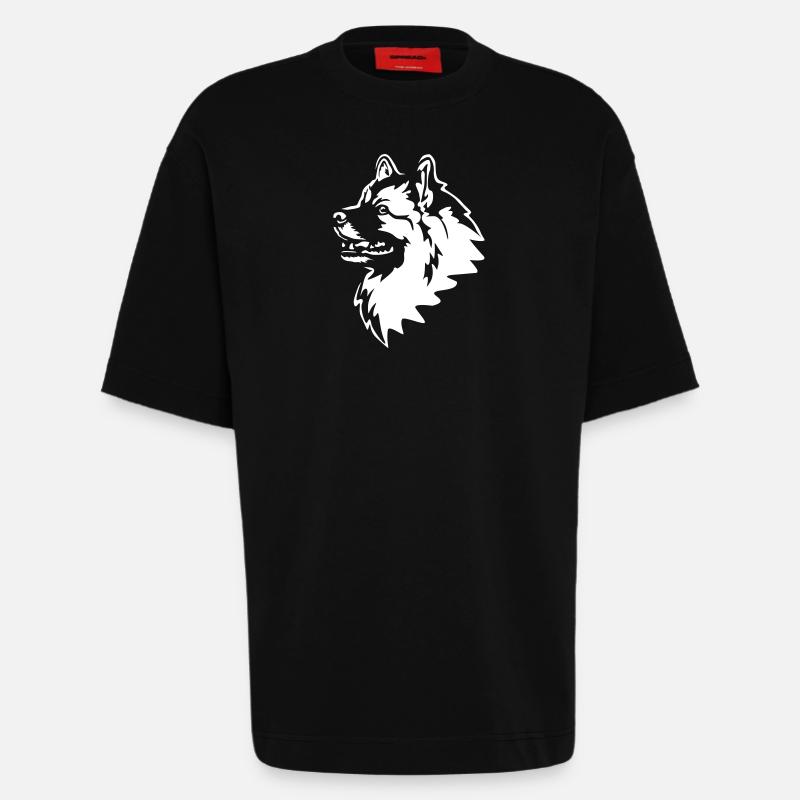 Wolfsspitz Head "Black Edition" - Heavyweight T-Shirt - made by SPREAD - SOLID BLACK