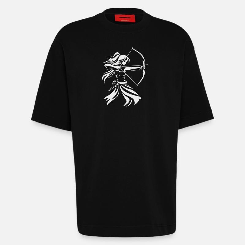 Archer Silhouette with Bow - Heavyweight T-Shirt - made by SPREAD  - SOLID BLACK