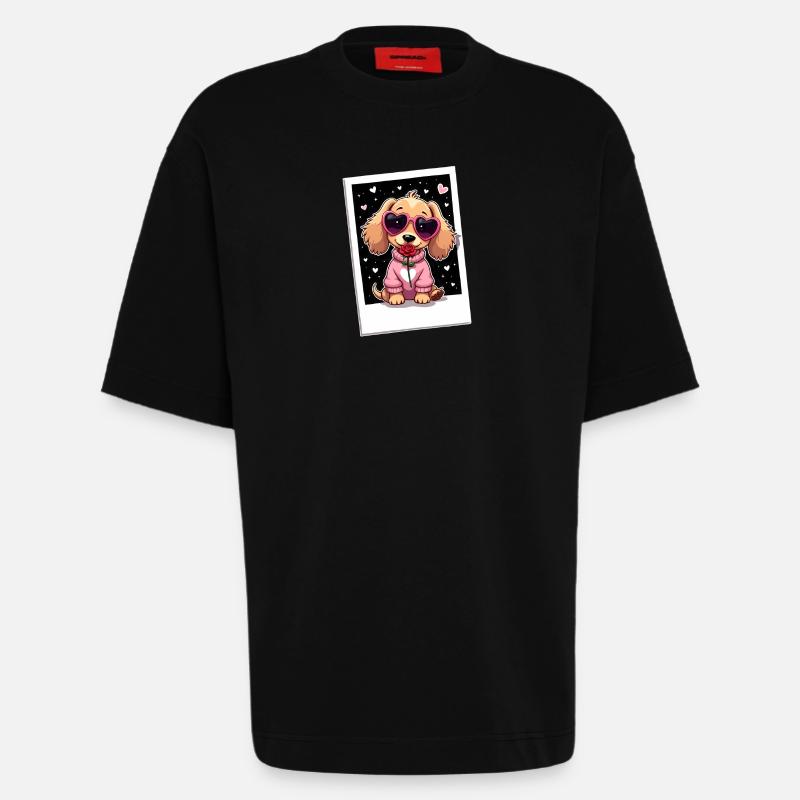 Dackel teckel teckel tekel - T-shirt bio épais oversize fabriqué en UE - SOLID BLACK