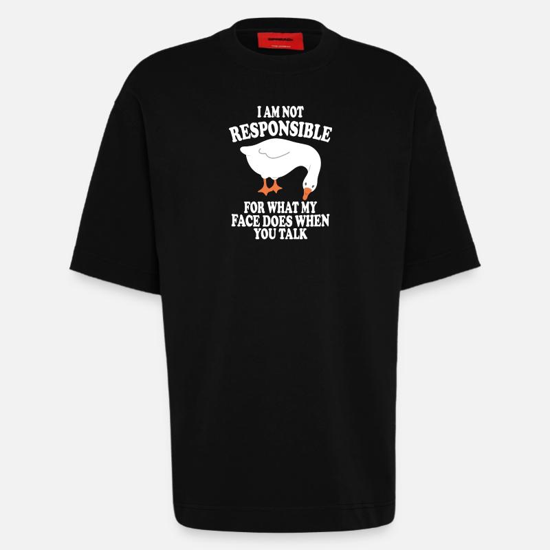 Pas responsable de l’oie - T-shirt bio épais oversize fabriqué en UE - SOLID BLACK