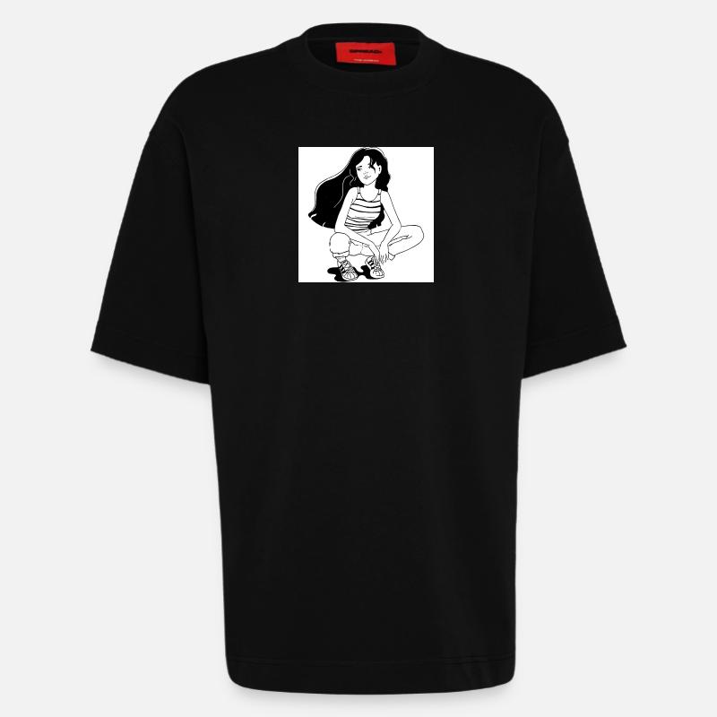 Mode Mädchen - Heavyweight T-Shirt - made by SPREAD  - SOLID BLACK