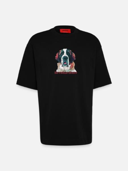 Saint-bernard - T-shirt bio épais oversize fabriqué en UE - SOLID BLACK