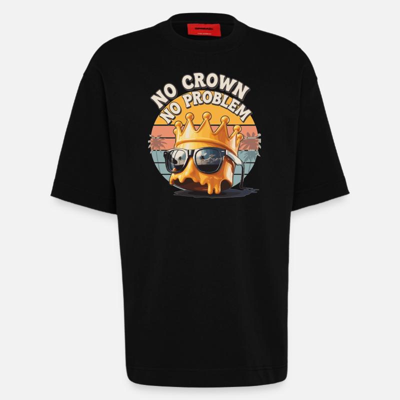 No Crown – No Problem Shirt - Heavyweight T-Shirt - made by SPREAD  - SOLID BLACK