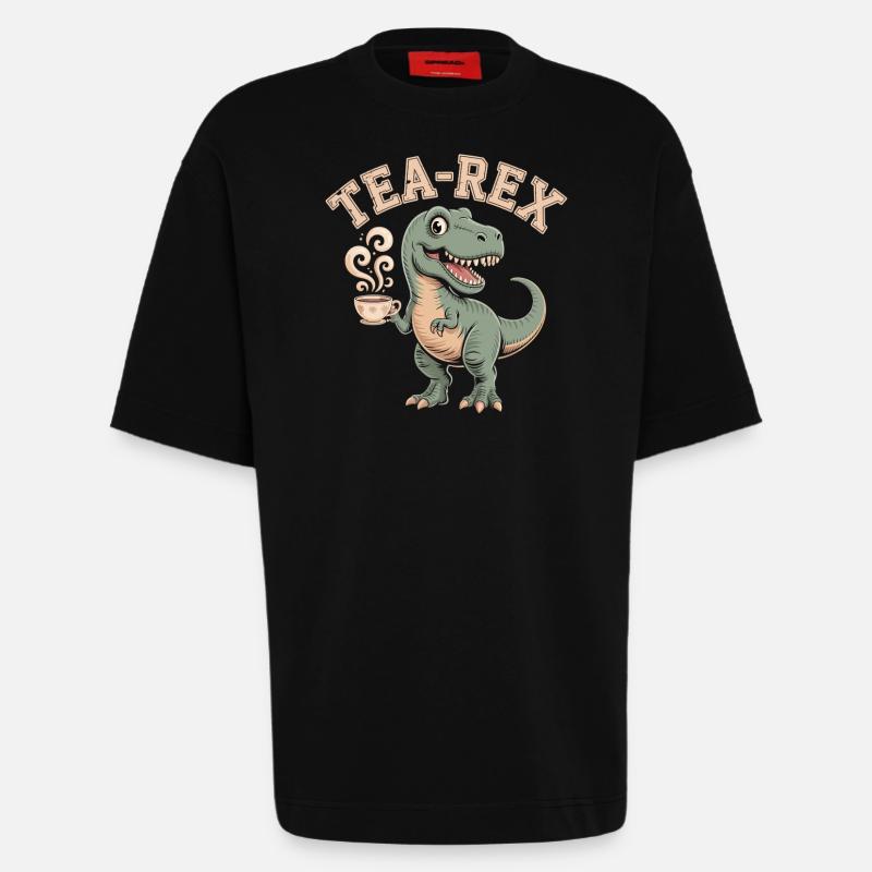 Tea-Rex – Der Tee-Dino - Heavyweight T-Shirt - made by SPREAD - SOLID BLACK