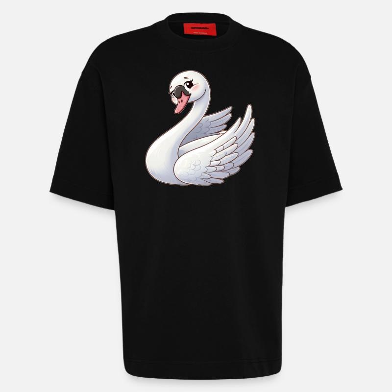 Weißer Schwan als himmlischer Engel - Heavyweight T-Shirt - made by SPREAD  - SOLID BLACK