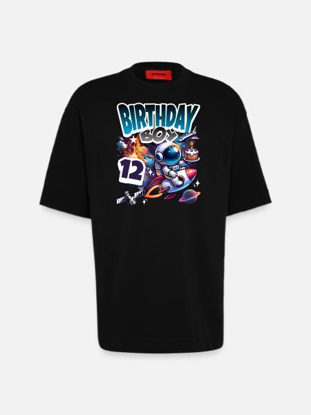 Astronaut 12th Birthday Space - Heavyweight T-Shirt - made by SPREAD - SOLID BLACK