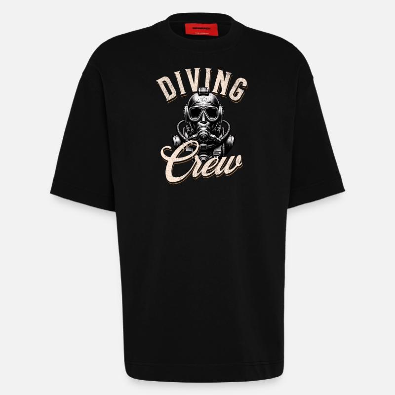 Équipe d’équipage de plongée - T-shirt bio épais oversize fabriqué en UE - SOLID BLACK