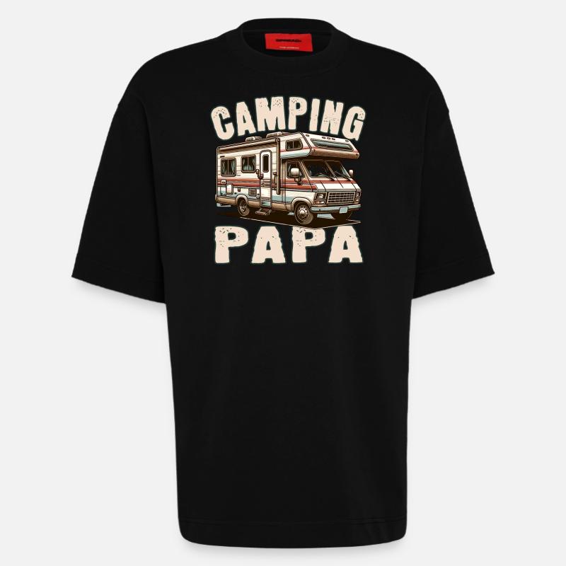 Camping Papa - Heavyweight T-Shirt - made by SPREAD  - SOLID BLACK