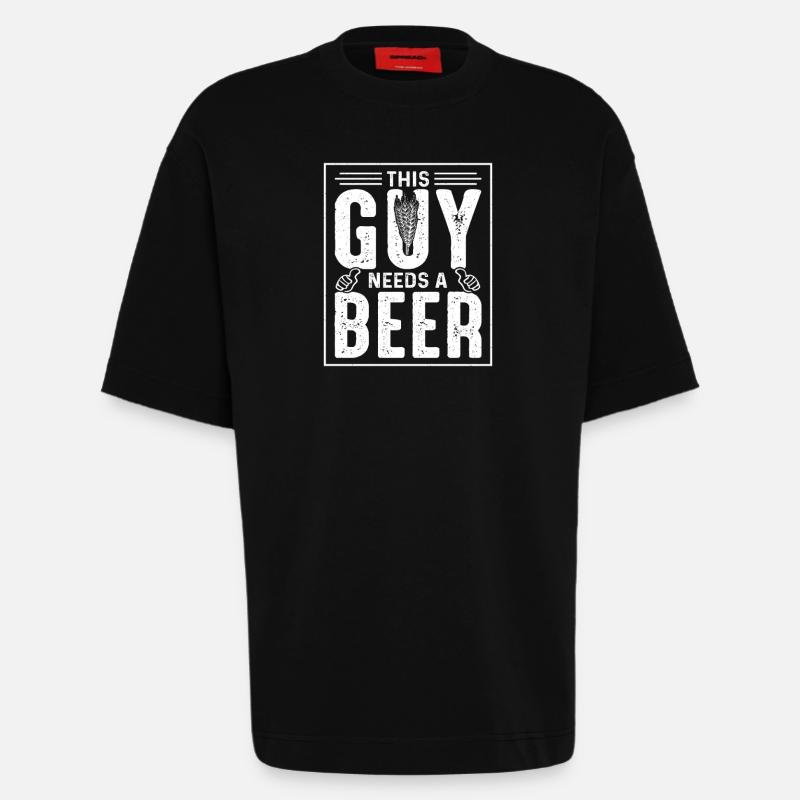 This Guy Needs A Beer - Heavyweight T-Shirt - made by SPREAD  - SOLID BLACK