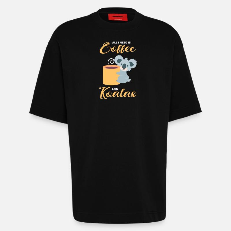Les koalas et le café - T-shirt bio épais oversize fabriqué en UE - SOLID BLACK
