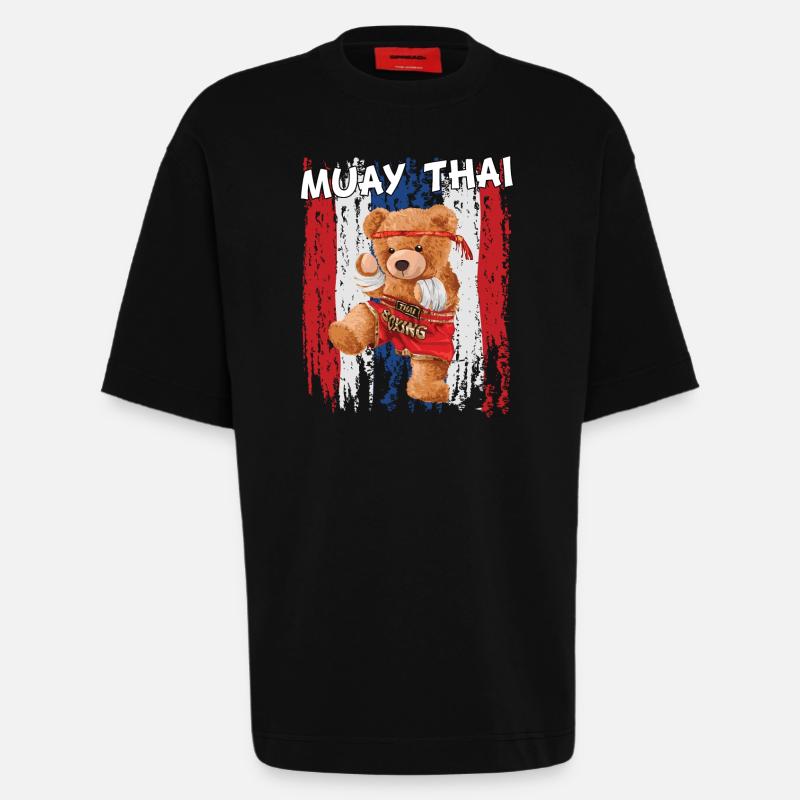 Teddybär Muay Thai Kämpfer - Heavyweight T-Shirt - made by SPREAD  - SOLID BLACK