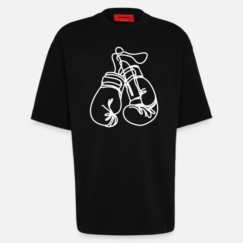 Dessin de gants de boxe - T-shirt bio épais oversize fabriqué en UE - SOLID BLACK
