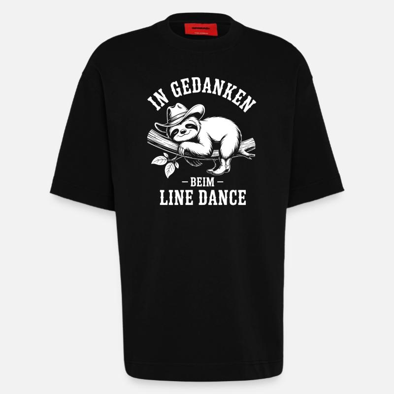 Faultier träumt von Line Dance - Heavyweight T-Shirt - made by SPREAD  - SOLID BLACK