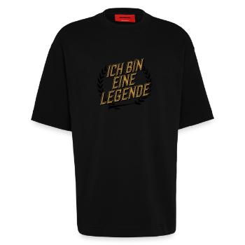 Je suis une légende - T-shirt bio épais oversize fabriqué en UE - SOLID BLACK - Devant - Fiona (171cm)