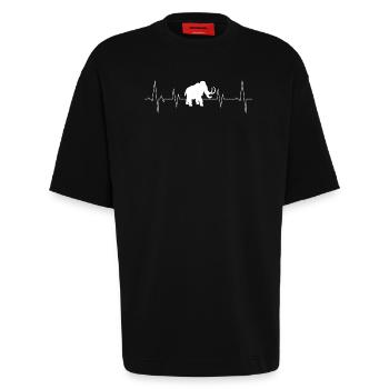 Mammut mit Herzschlag - Heavyweight T-Shirt - made by SPREAD  - SOLID BLACK - Vorne - Fiona (171cm)