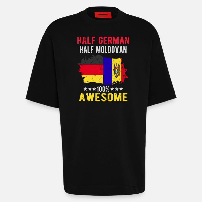 Half German Half Moldovan - Heavyweight T-Shirt - made by SPREAD - SOLID BLACK