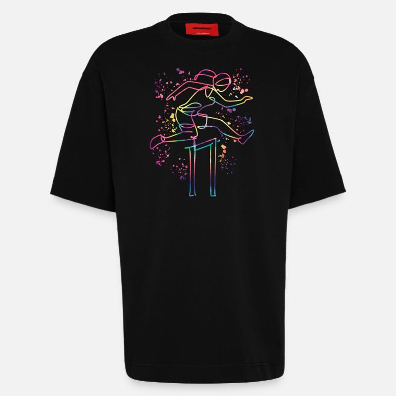 Course de haies Course d’obstacles Courses de haies pour enfants - T-shirt bio épais oversize fabriqué en UE - SOLID BLACK