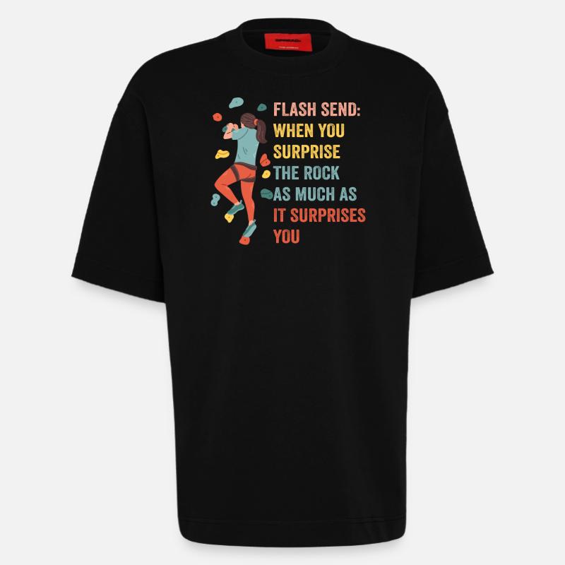 Boulderer Flash Send Bouldern - Heavyweight T-Shirt - made by SPREAD  - SOLID BLACK