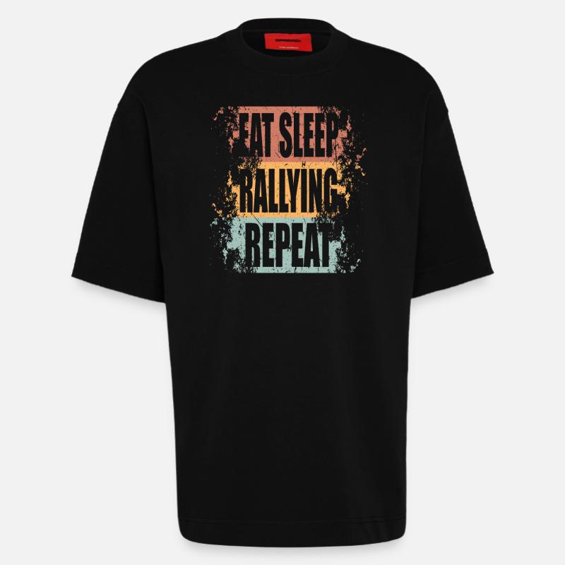 Rallye Manger Dormir Répéter - T-shirt bio épais oversize fabriqué en UE - SOLID BLACK