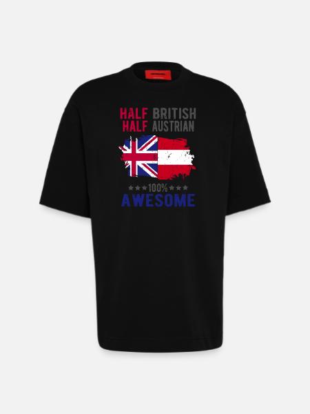 Half British Half Austrian - Heavyweight T-Shirt - made by SPREAD  - SOLID BLACK