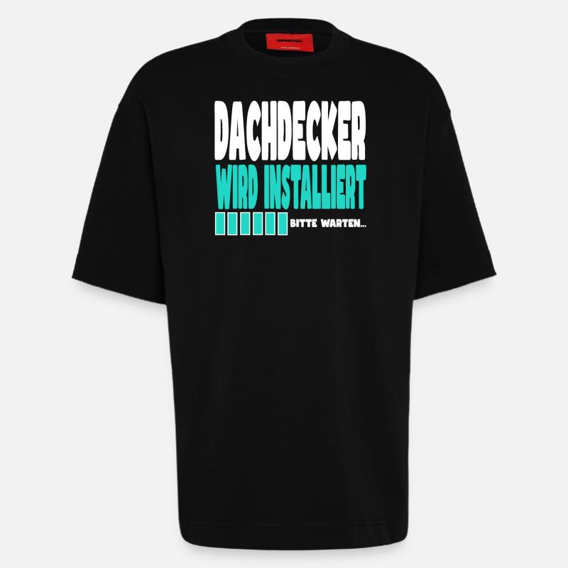 Dachdecker wird installiert - Heavyweight T-Shirt - made by SPREAD  - SOLID BLACK